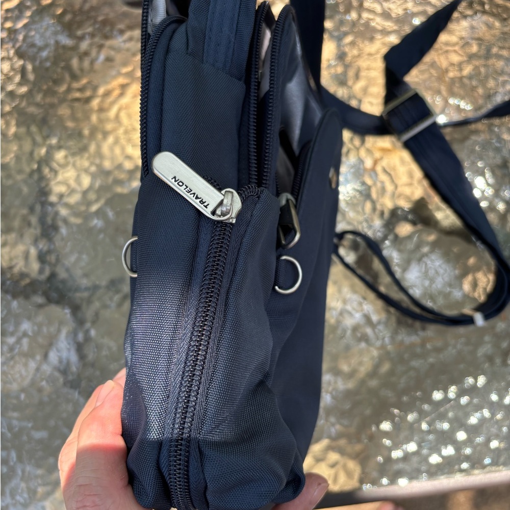 Travelon Blue Messenger Bag with Anti-Theft Features - Picture 3 of 10